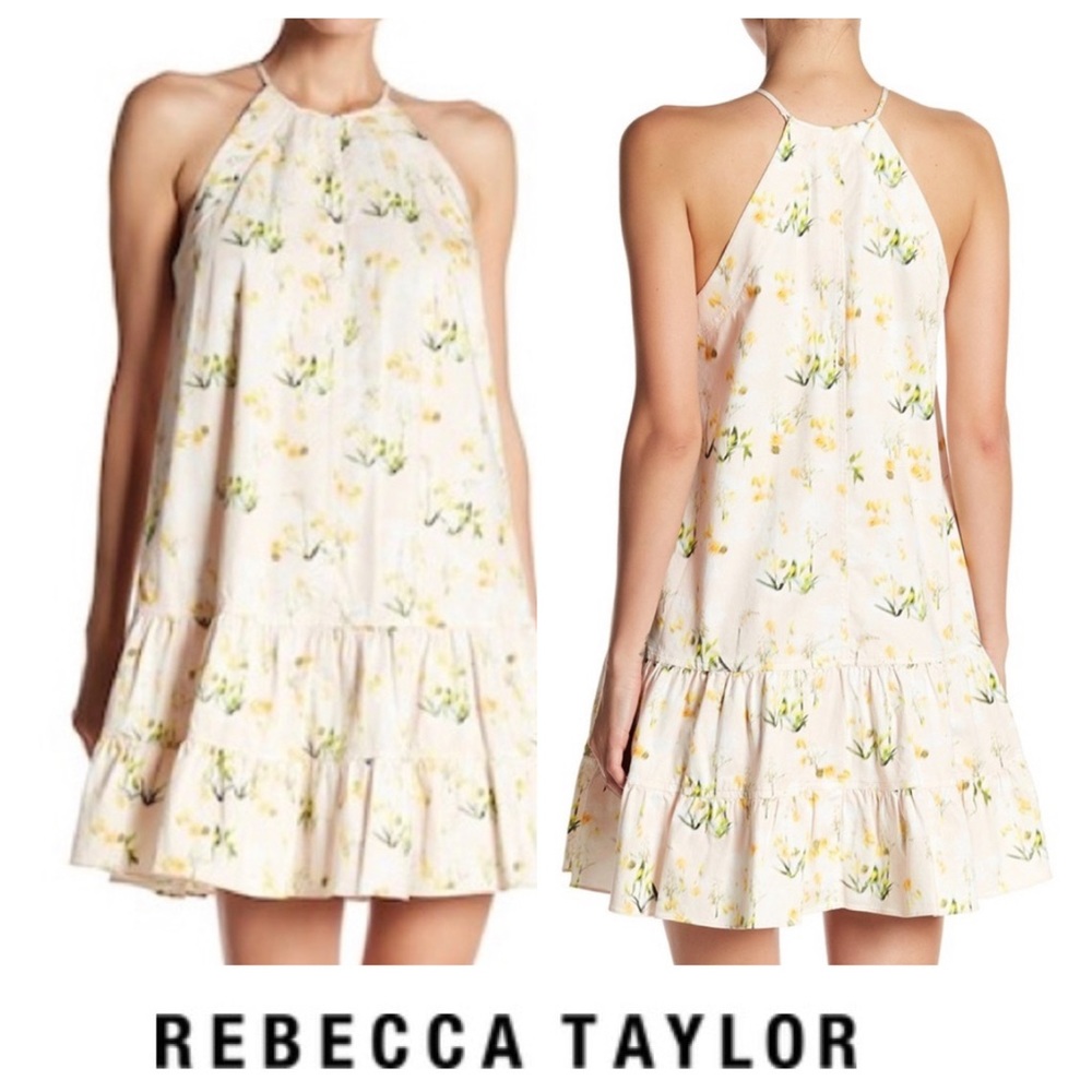 NEW Rebecca Taylor Firefly Floral Print Sleeveless Cotton Blend Dress, 4